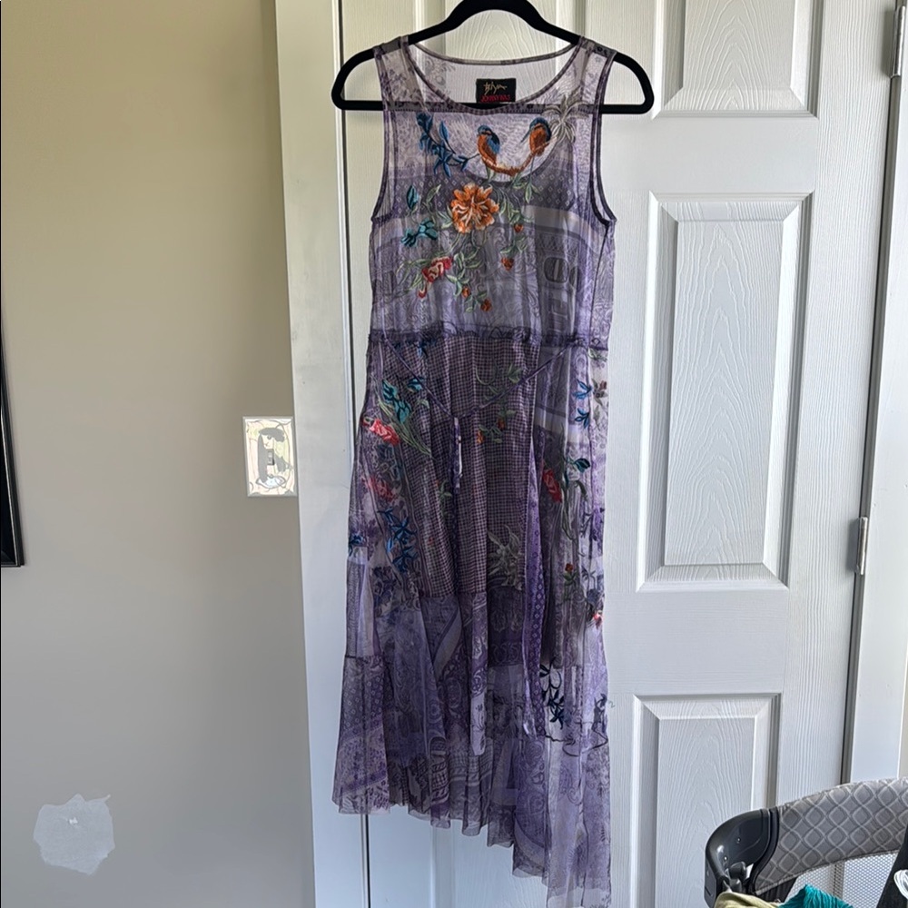 Johnny Was Purple Blue Asymmetrical Sundress